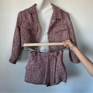 Zara Girls Herringbone Red & White Over-shirt Shorts Set 8-9